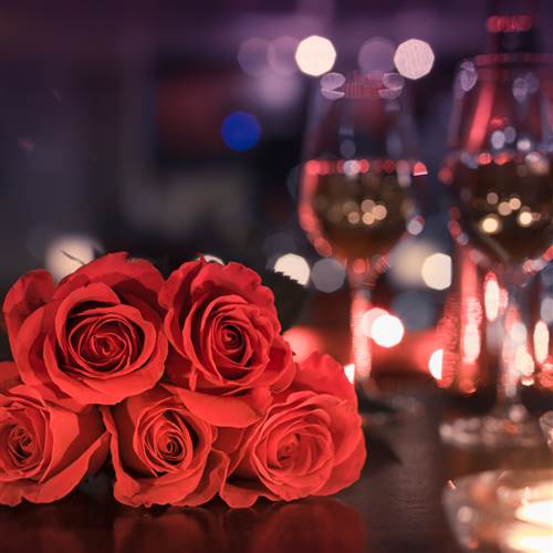 Valentines Image roses and wine