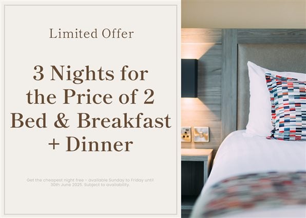  3 for 2 Nights B&B + 1 Dinner Armagh City Hotel OBE 2025 £100 per night Armagh 3 For 2 Nights Bed & Breakfast + 1 Dinner