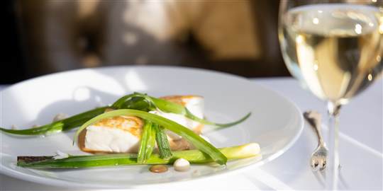 Roast cod, chargrilled leeks, celeriac, 