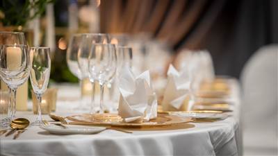 Carton Suite wedding set up close up of 