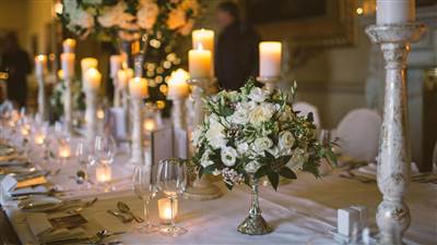 Wedding table setting at 5 star hotel in Carton House, Kildare