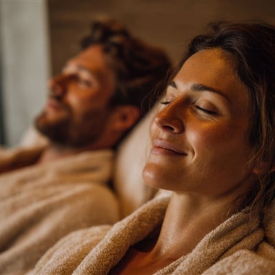 vecteezy a man and woman in a bathrobe r