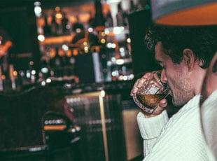 Thom Evans Drinking Cocktail at Flemings Mayfair Hotel London