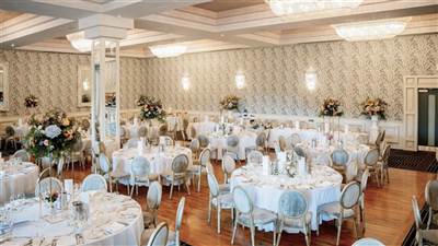 Beautifully decorated wedding ballroom