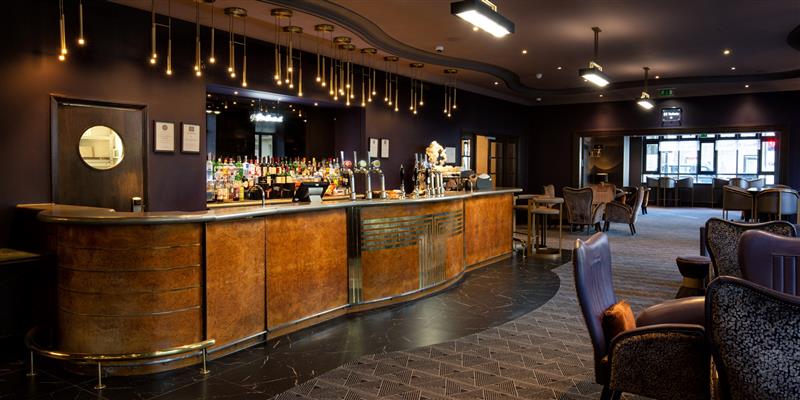 Woolf and whistle lounge Bar in the Art Deco ground floor of the Tavistock Hotel