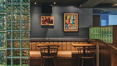 A seating booth in The London Pub