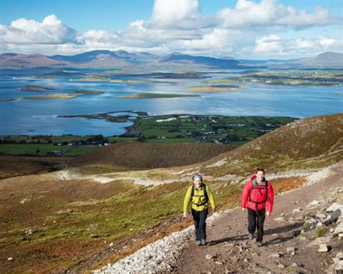 Walkers on the path up Croagh Patrick, C