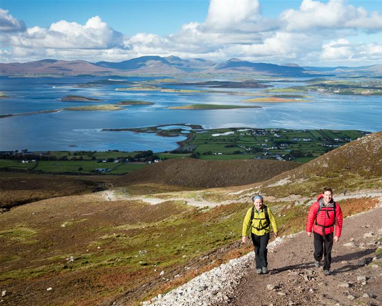 Walkers on the path up Croagh Patrick
