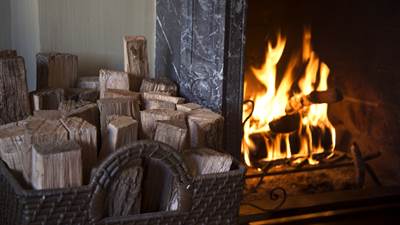 Fireplace and logs shot