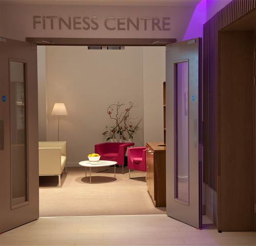Fitness center entrance doors open   300