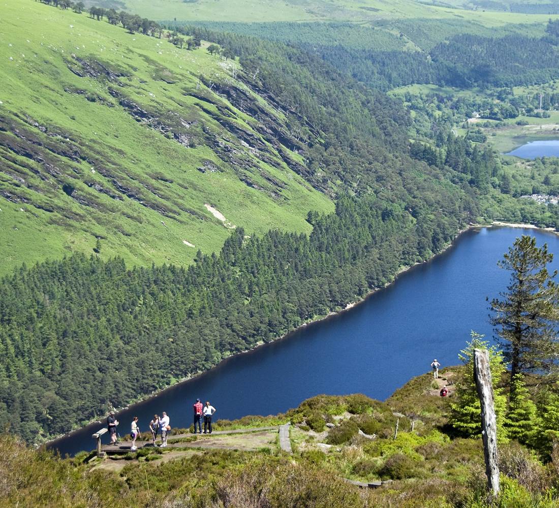 Tourists overlooking Glendalough   Web