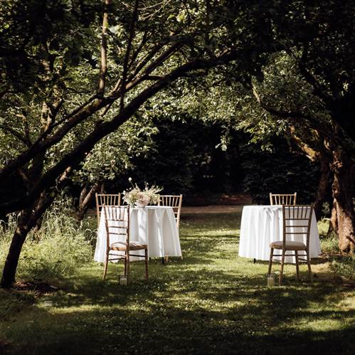 Intimate ceremony setting in Saltmarshe Hall Garden