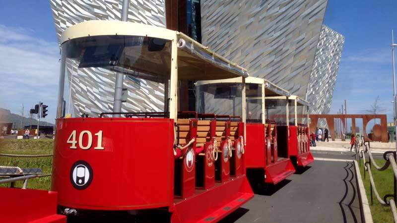 the wee tram a hop-on-hop-off tour of Titanic Quarter