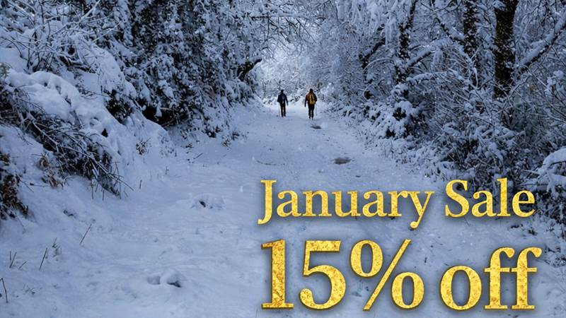 Winter hike through a snowy path