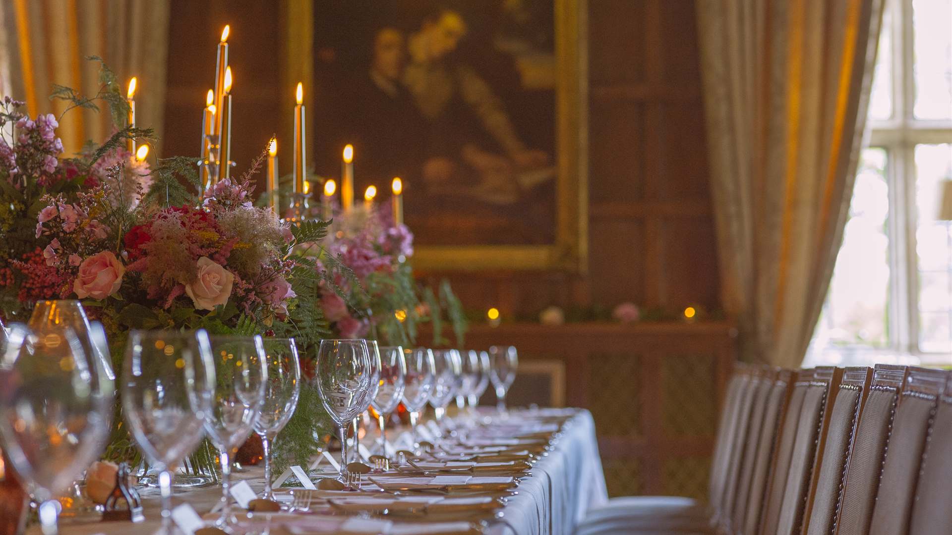  a formal dining setting at the Waterford Castle Hotel & Golf Resort, a 16th-century castle on a pri