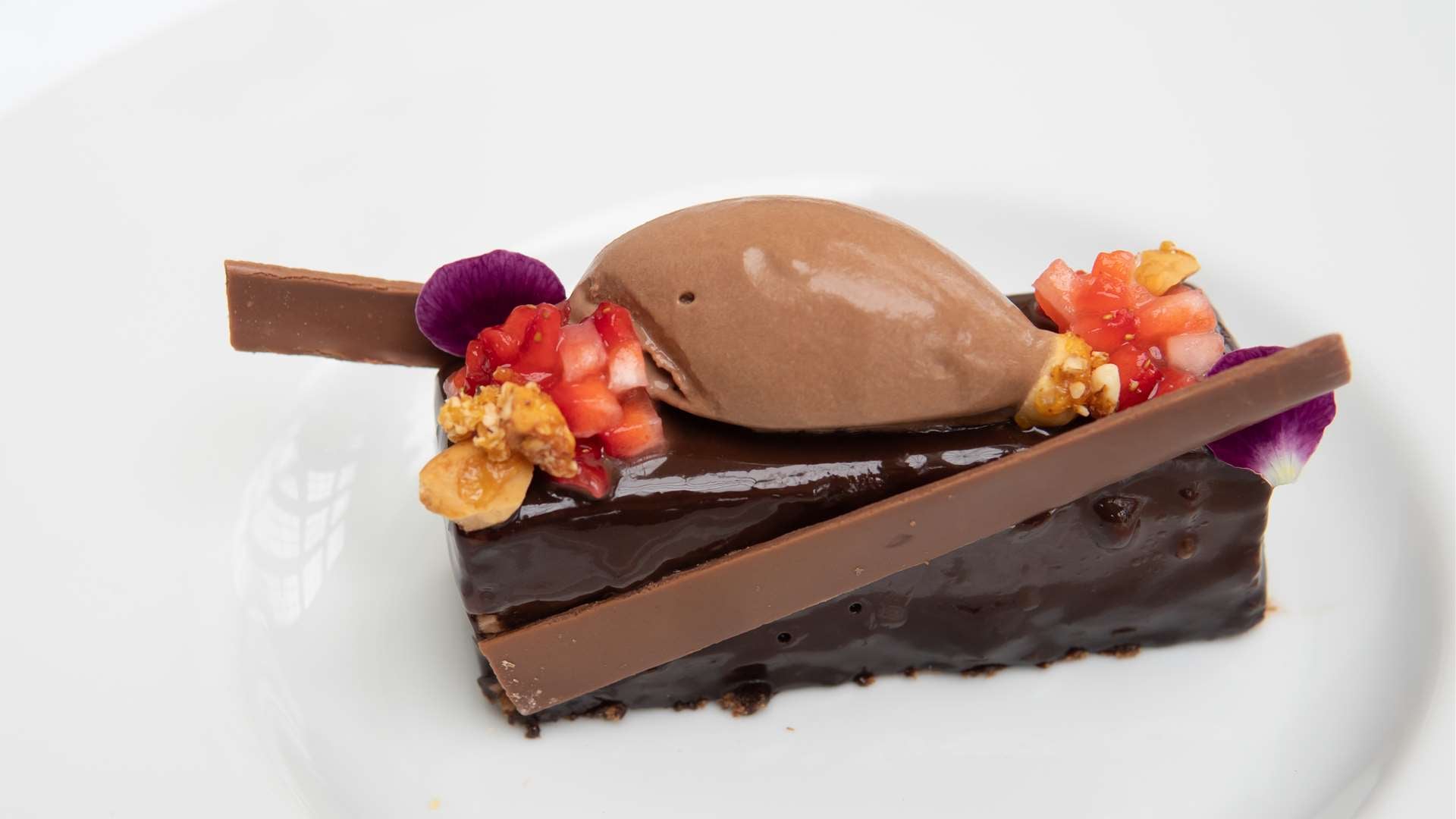 a decadent slice of chocolate cake at Waterford Castle Hotel