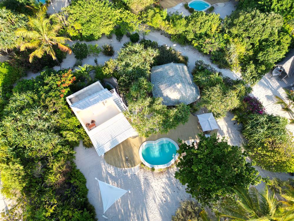 Aerial view of a one-bedroom villa