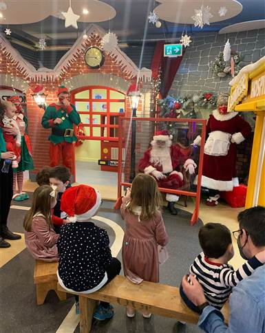 Santa arriving down the chimney